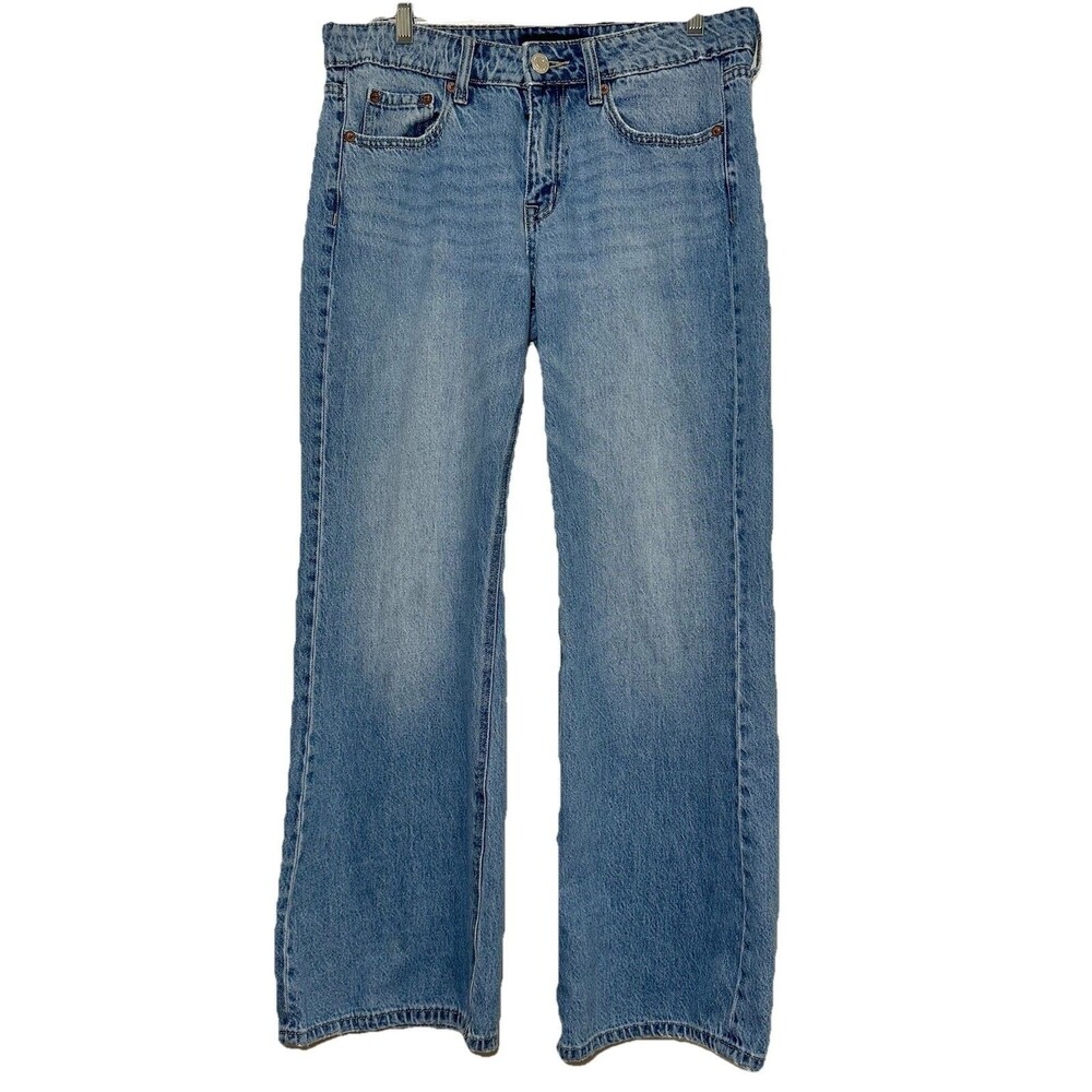 “Aeropostale Baggy Flare Jeans Women 6 Light Wash Wide Leg Y2K